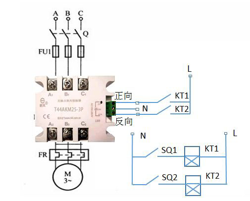 无触点正反转接触器(T44AKM)控制电路接线图